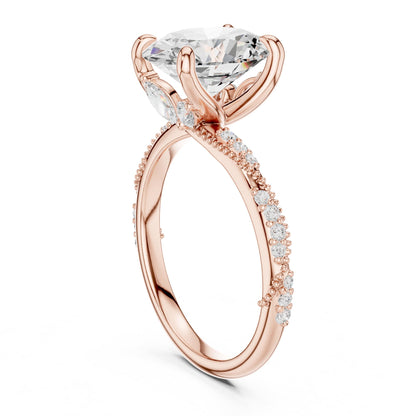 Cushion Accented Lab Grown Diamond Engagement Ring