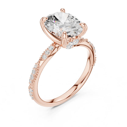 Cushion Accented Lab Grown Diamond Engagement Ring