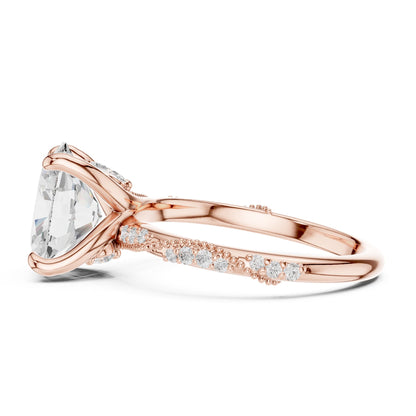 Cushion Accented Lab Grown Diamond Engagement Ring