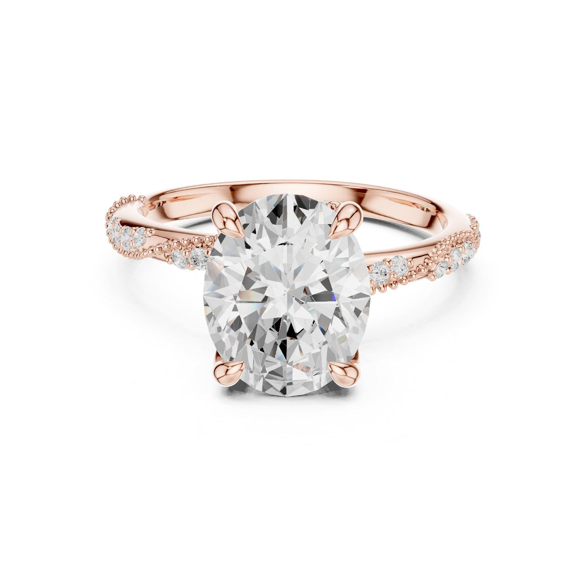 Cushion Accented Lab Grown Diamond Engagement Ring