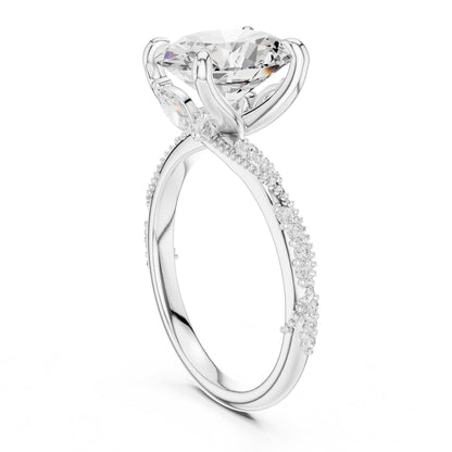 Cushion Accented Lab Grown Diamond Engagement Ring