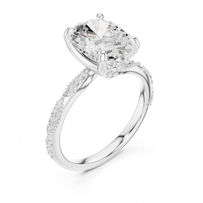 Cushion Accented Lab Grown Diamond Engagement Ring