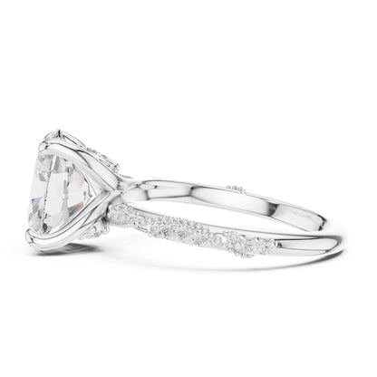 Cushion Accented Lab Grown Diamond Engagement Ring