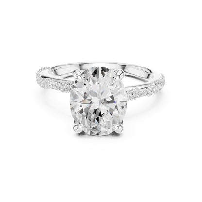Cushion Accented Lab Grown Diamond Engagement Ring