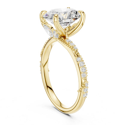 Cushion Accented Lab Grown Diamond Engagement Ring