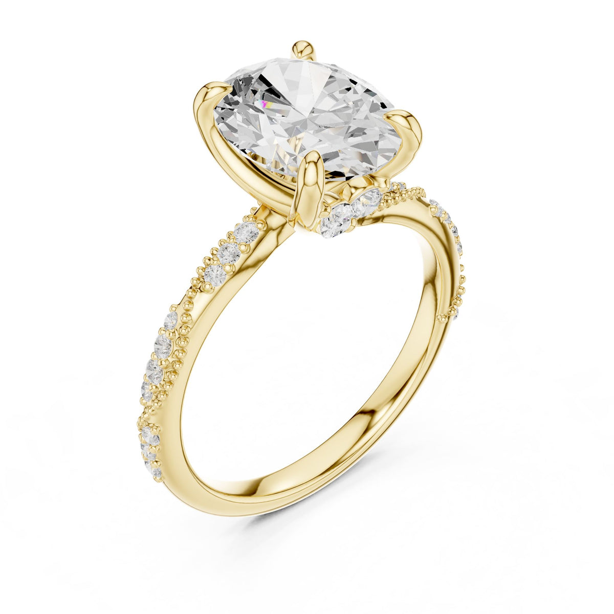 Cushion Accented Lab Grown Diamond Engagement Ring