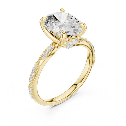 Cushion Accented Lab Grown Diamond Engagement Ring