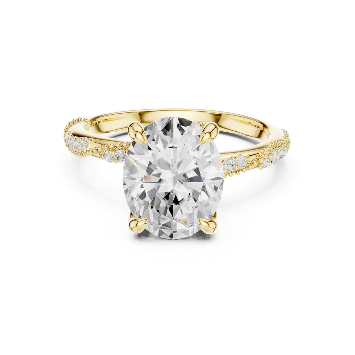 Cushion Accented Lab Grown Diamond Engagement Ring