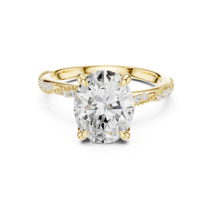 Cushion Accented Lab Grown Diamond Engagement Ring