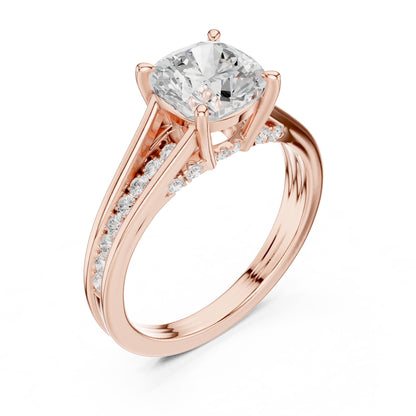 Cushion Accented Lab Grown Diamond Engagement Ring