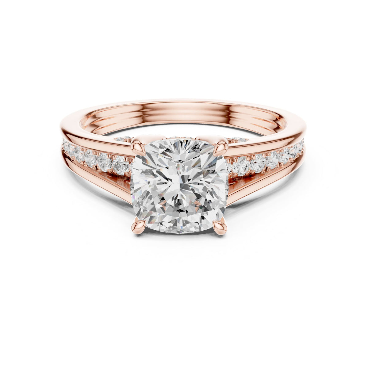 Cushion Accented Lab Grown Diamond Engagement Ring
