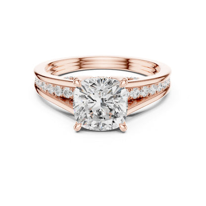 Cushion Accented Lab Grown Diamond Engagement Ring