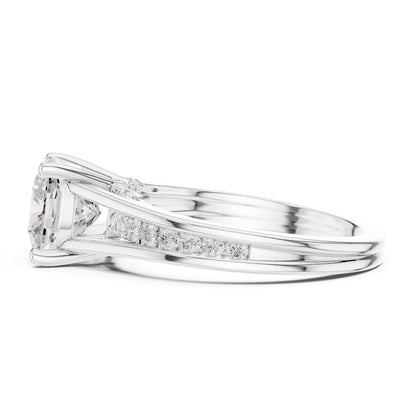 Cushion Accented Lab Grown Diamond Engagement Ring