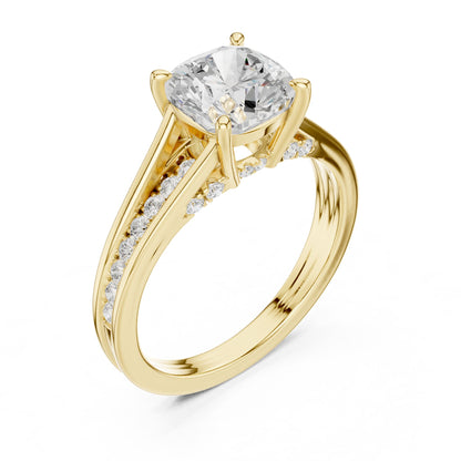 Cushion Accented Lab Grown Diamond Engagement Ring