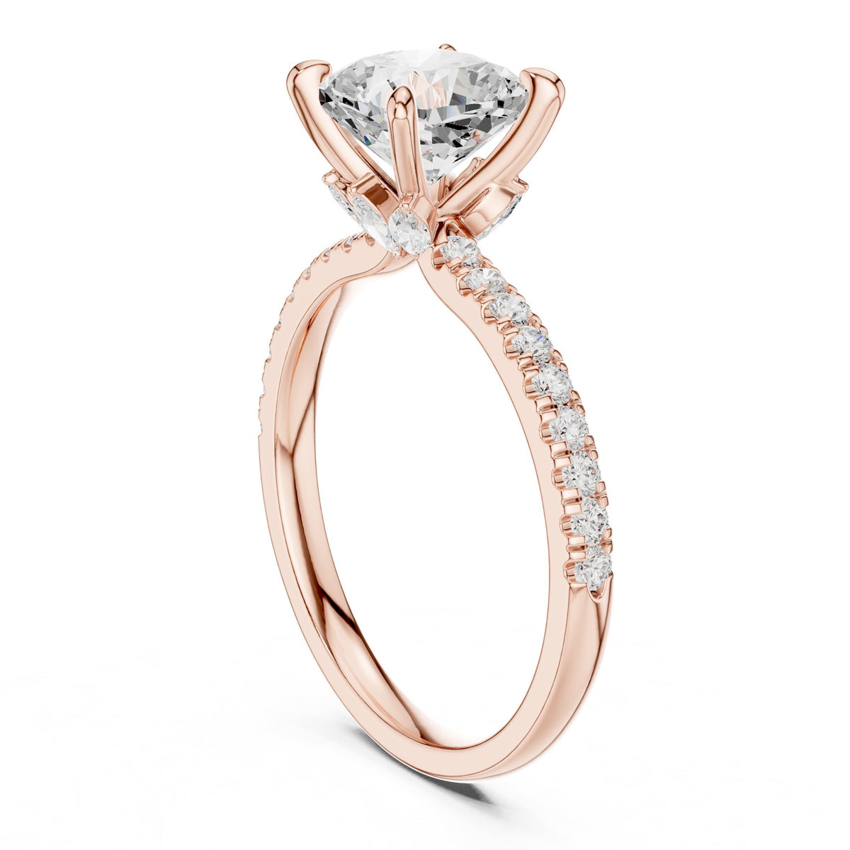 Cushion Accented Lab Grown Diamond Engagement Ring
