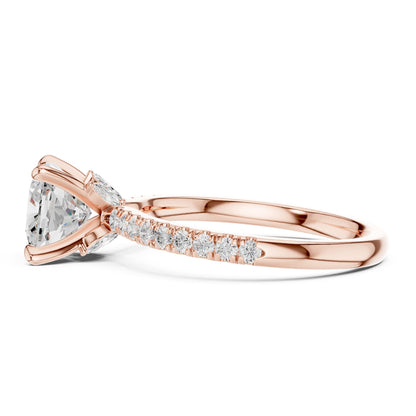 Cushion Accented Lab Grown Diamond Engagement Ring