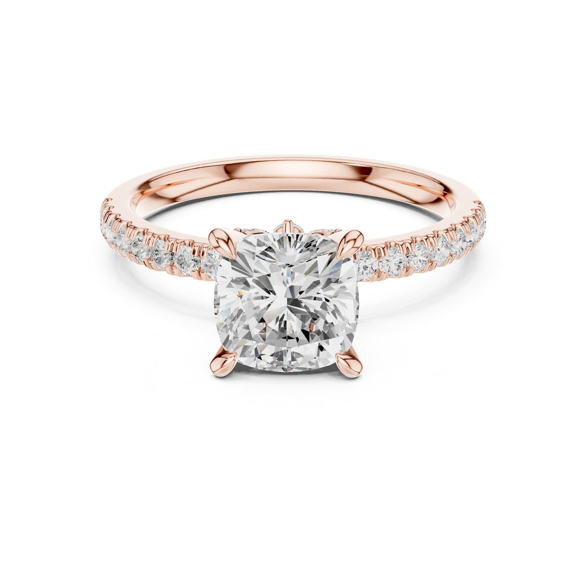 Cushion Accented Lab Grown Diamond Engagement Ring