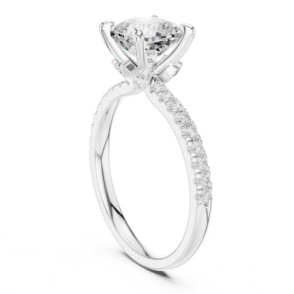 Cushion Accented Lab Grown Diamond Engagement Ring