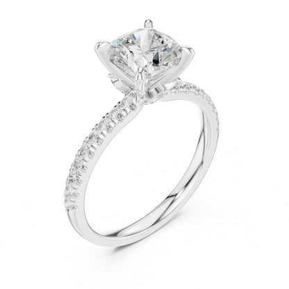 Cushion Accented Lab Grown Diamond Engagement Ring