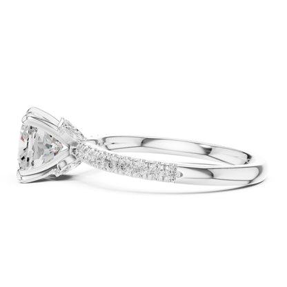 Cushion Accented Lab Grown Diamond Engagement Ring
