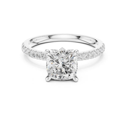 Cushion Accented Lab Grown Diamond Engagement Ring