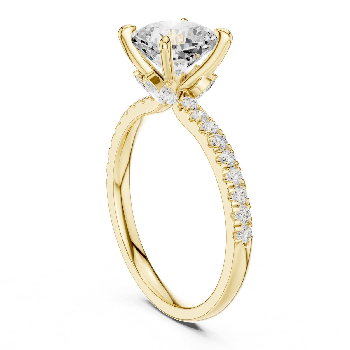 Cushion Accented Lab Grown Diamond Engagement Ring