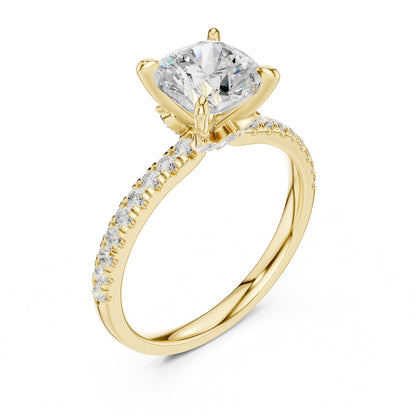 Cushion Accented Lab Grown Diamond Engagement Ring