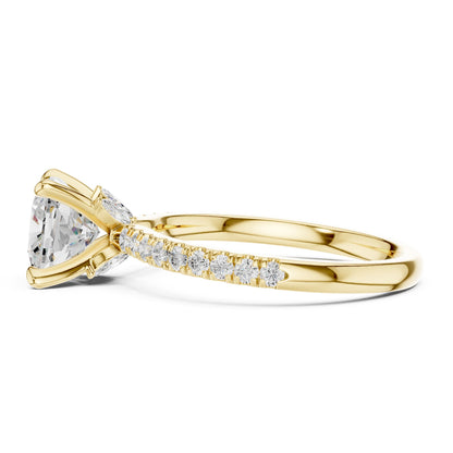 Cushion Accented Lab Grown Diamond Engagement Ring
