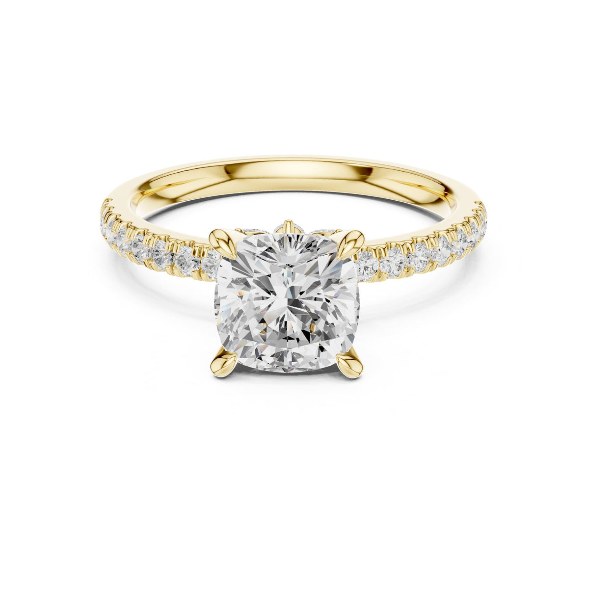 Cushion Accented Lab Grown Diamond Engagement Ring