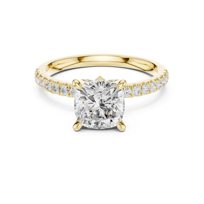 Cushion Accented Lab Grown Diamond Engagement Ring