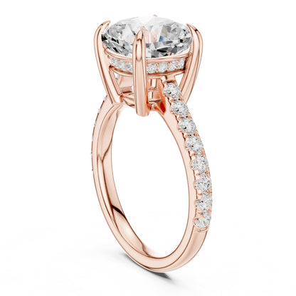 Cushion Accented Lab Grown Diamond Engagement Ring