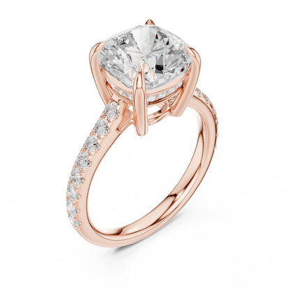 Cushion Accented Lab Grown Diamond Engagement Ring