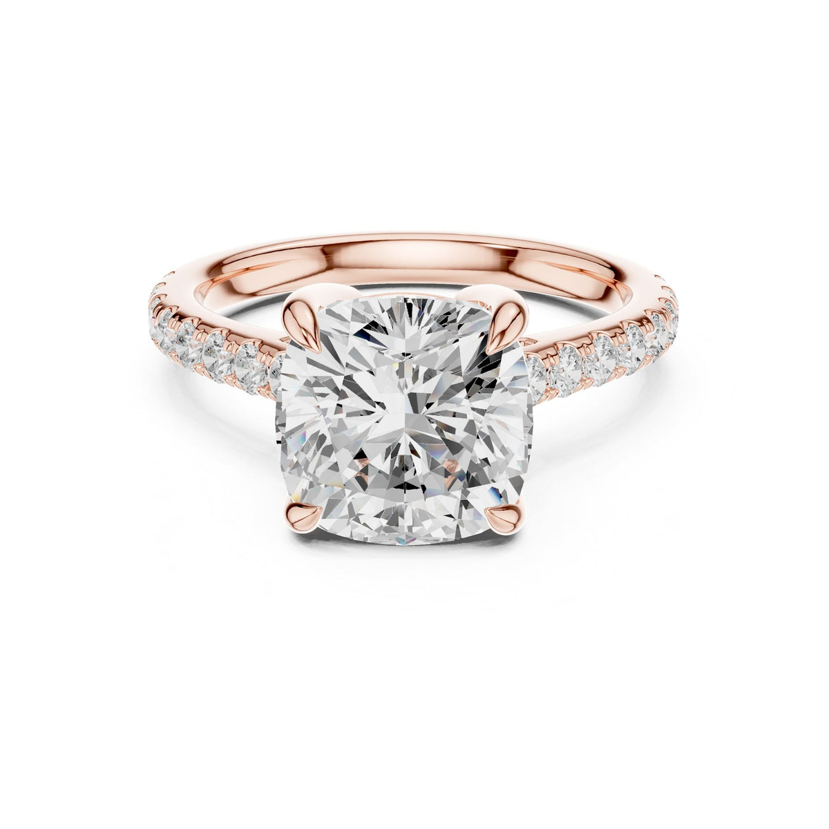 Cushion Accented Lab Grown Diamond Engagement Ring