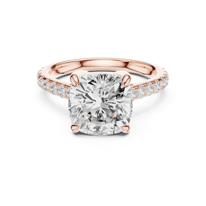 Cushion Accented Lab Grown Diamond Engagement Ring
