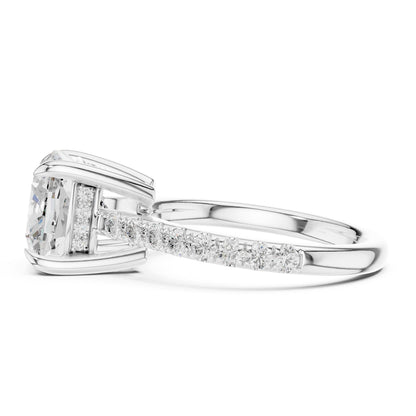 Cushion Accented Lab Grown Diamond Engagement Ring