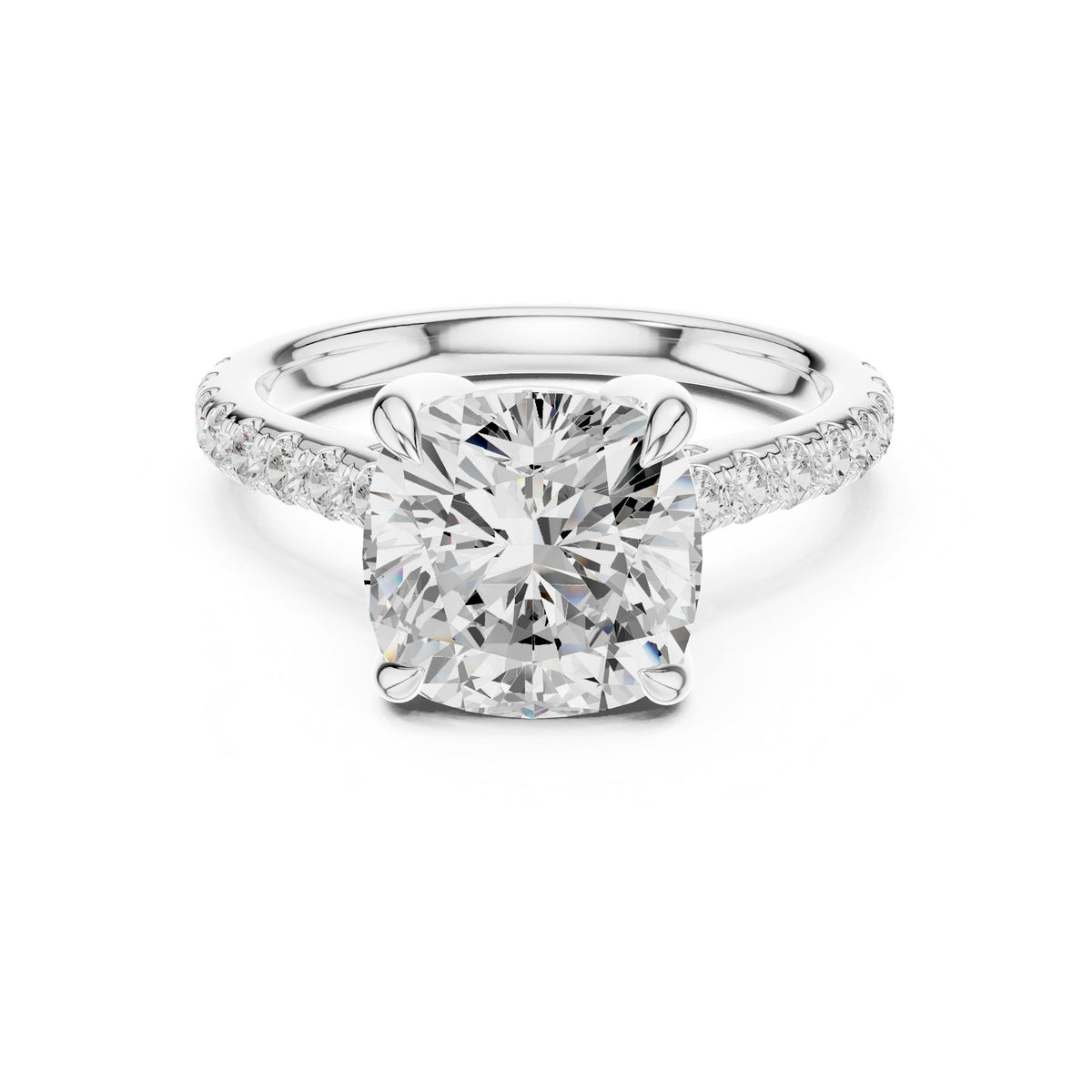 Cushion Accented Lab Grown Diamond Engagement Ring