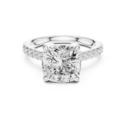 Cushion Accented Lab Grown Diamond Engagement Ring