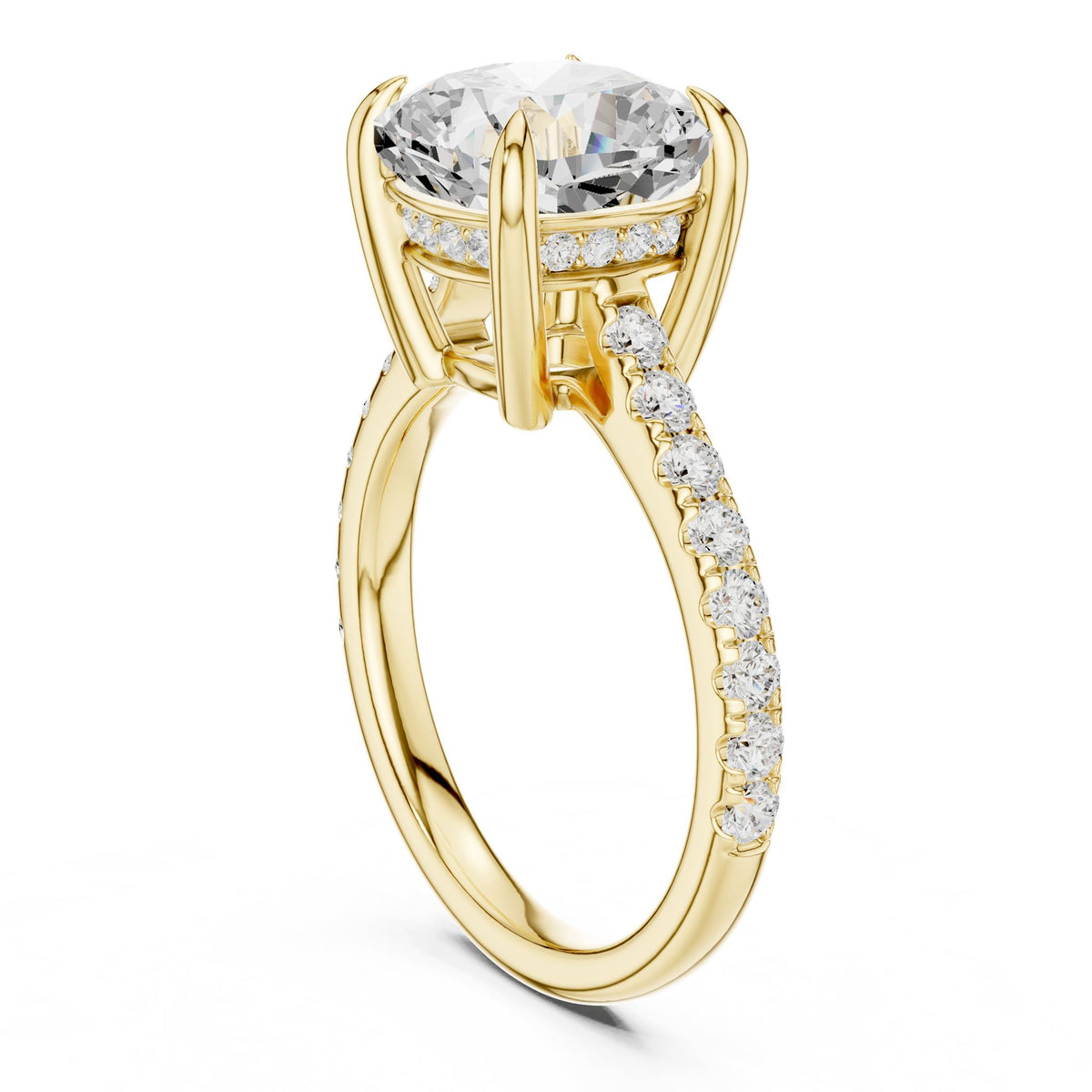 Cushion Accented Lab Grown Diamond Engagement Ring