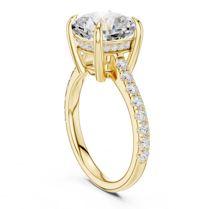 Cushion Accented Lab Grown Diamond Engagement Ring