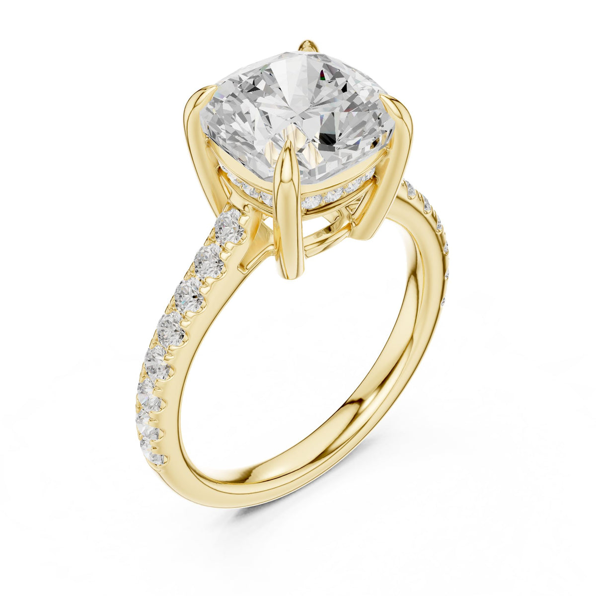 Cushion Accented Lab Grown Diamond Engagement Ring
