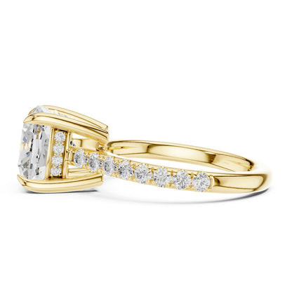 Cushion Accented Lab Grown Diamond Engagement Ring
