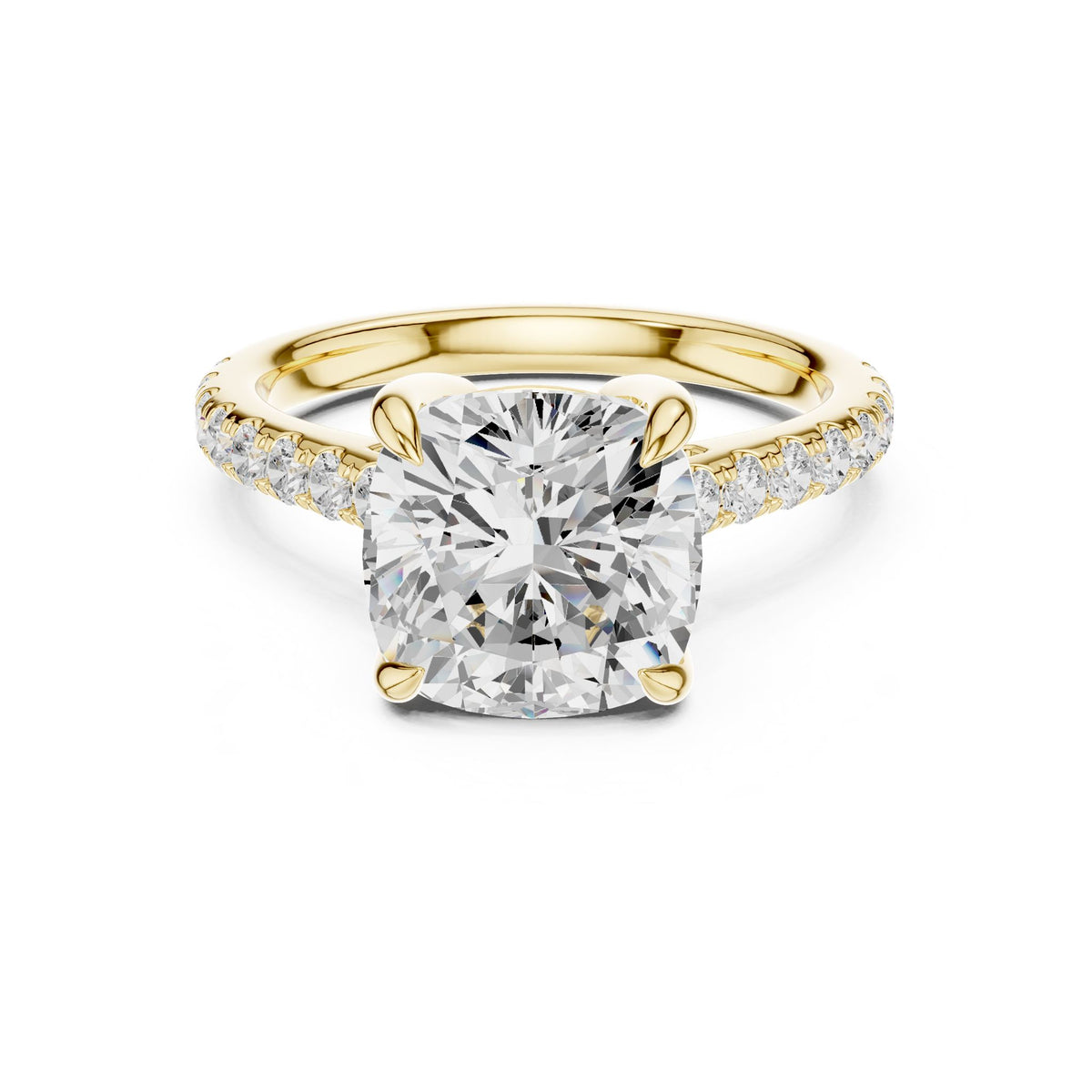Cushion Accented Lab Grown Diamond Engagement Ring