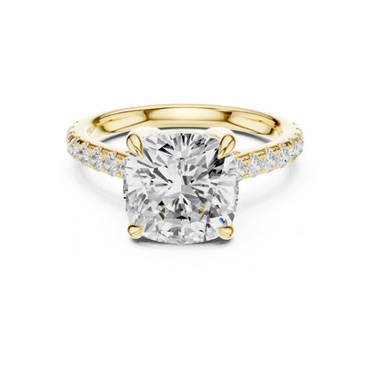 Cushion Accented Lab Grown Diamond Engagement Ring
