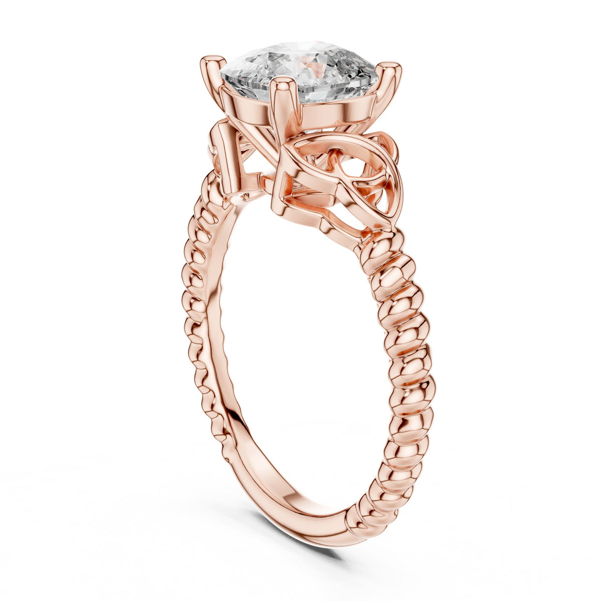 Cushion Accented Lab Grown Diamond Engagement Ring