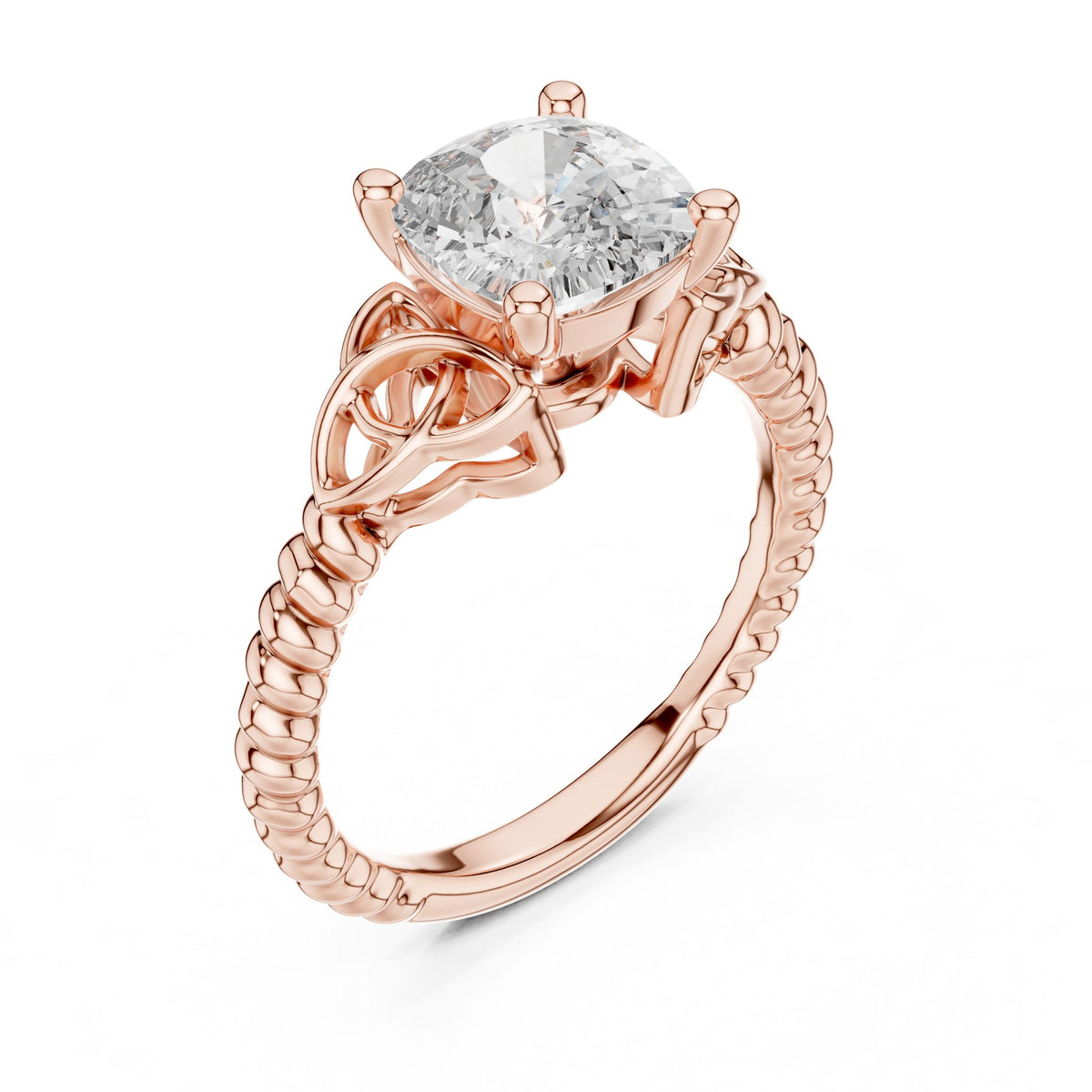Cushion Accented Lab Grown Diamond Engagement Ring