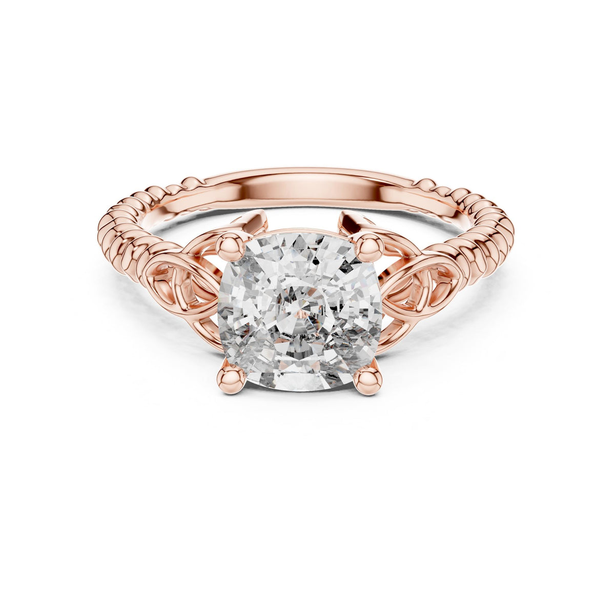Cushion Accented Lab Grown Diamond Engagement Ring