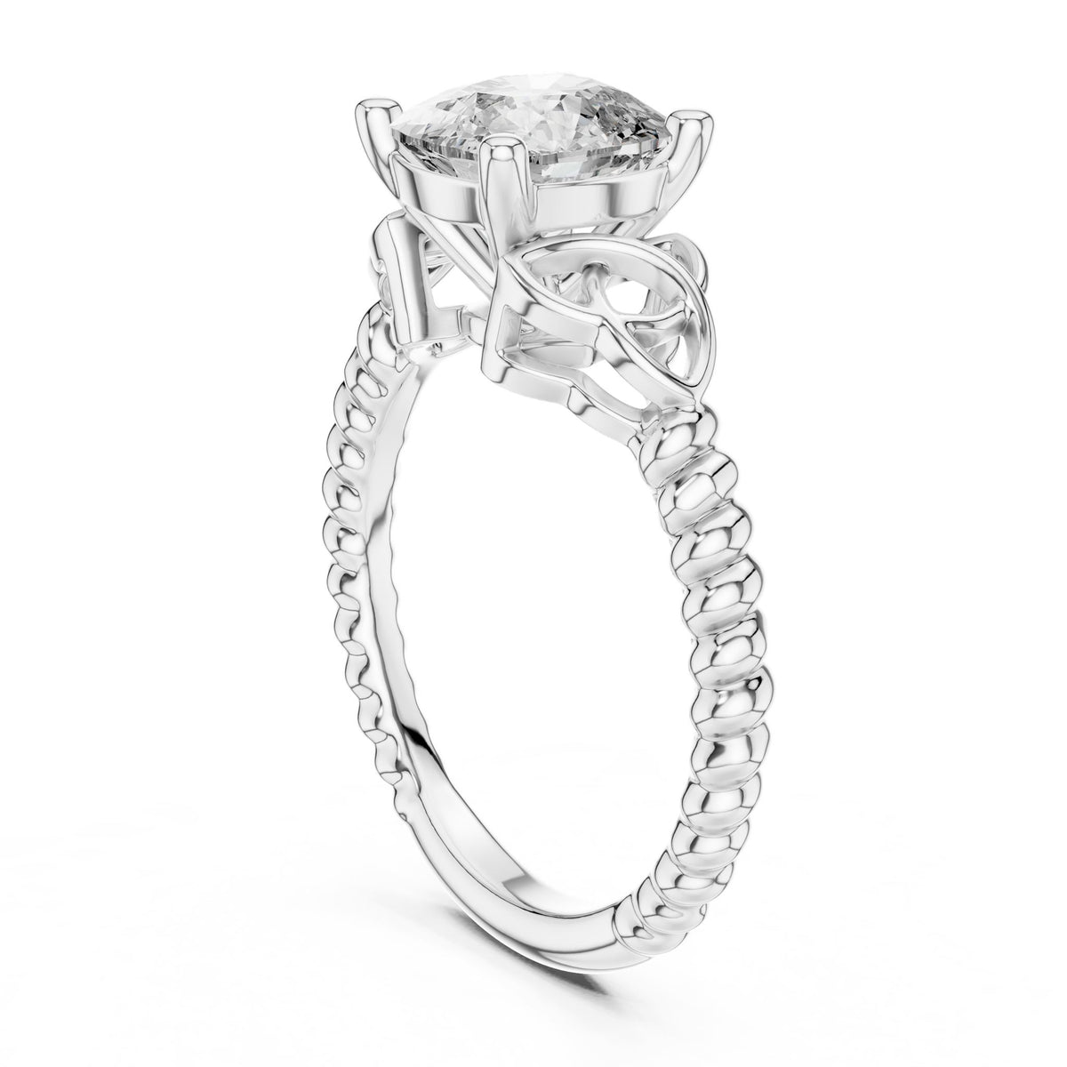 Cushion Accented Lab Grown Diamond Engagement Ring