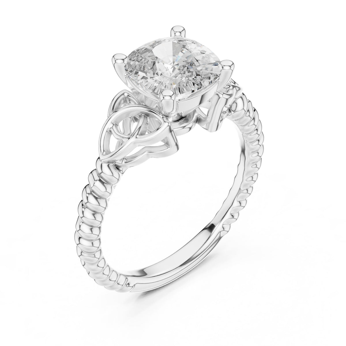 Cushion Accented Lab Grown Diamond Engagement Ring