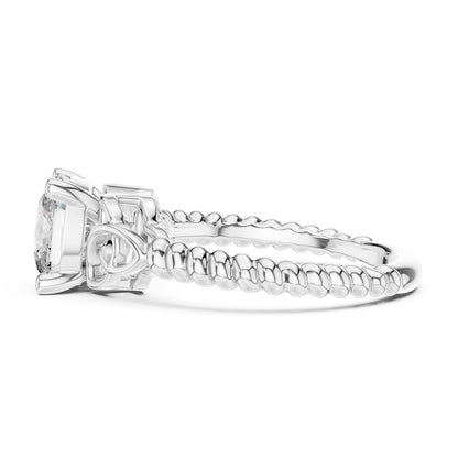 Cushion Accented Lab Grown Diamond Engagement Ring