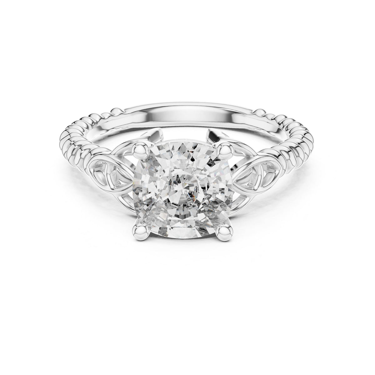 Cushion Accented Lab Grown Diamond Engagement Ring